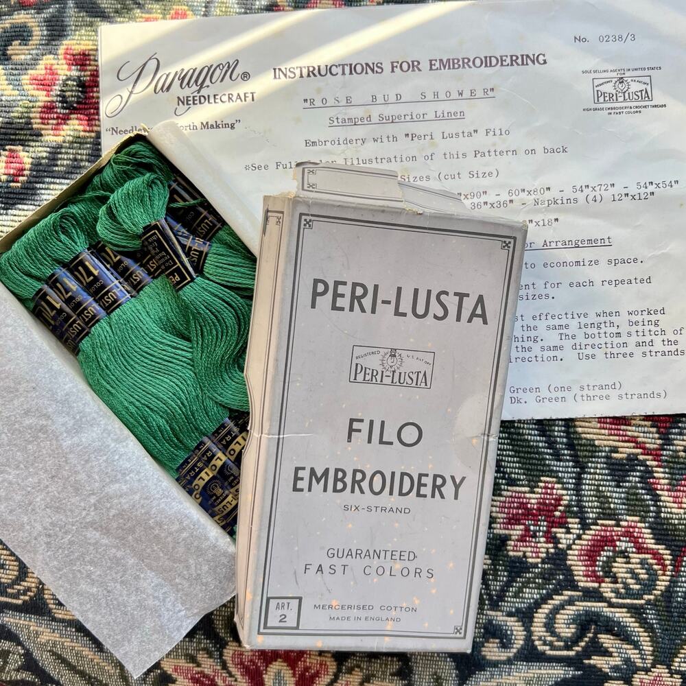 Vintage 50s Paragon Needlecraft Peri-Lusta Embroidery Floss Set 21 Skein England